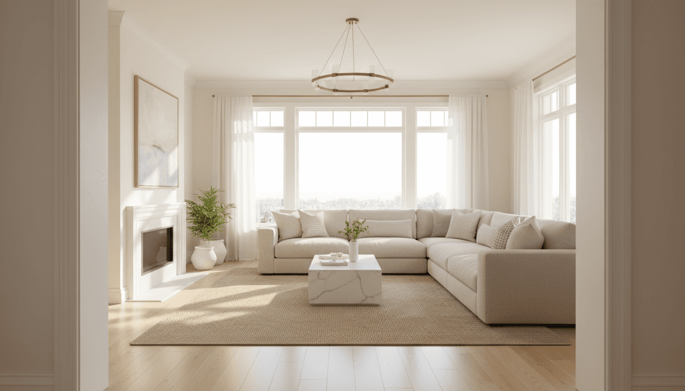 Bright spotless living room with fresh natural light